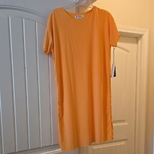 Orange Sheath Mini Dress Crew Neck